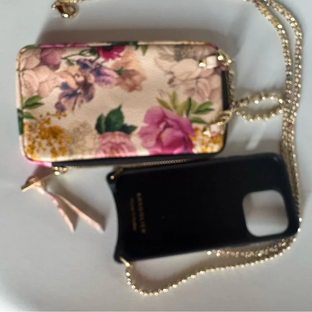 Bandolier Floral Phone Case and wallet set with wrist added wrist chain